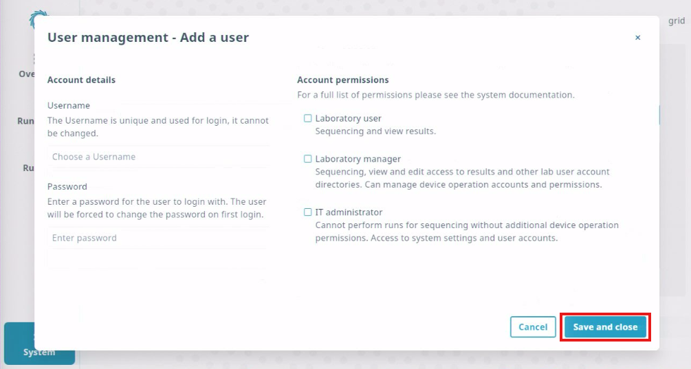 system-user acct management-add a user page-save