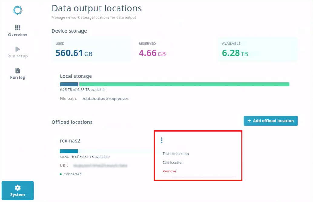 Manage existing offload locations