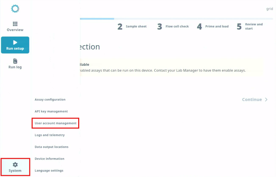 System-user acct management sidebar