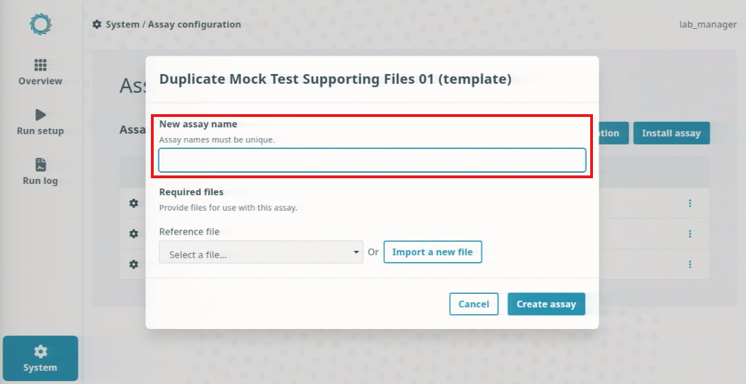 Assay-config_Duplicate-window-Enter-new-name