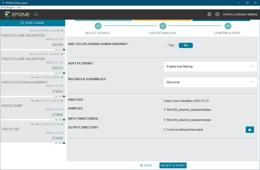 Plasmid workflow parameters 2 Plasmid workflow parameters 2