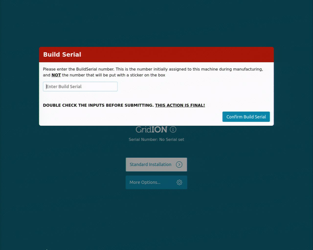 Enter build serial blank