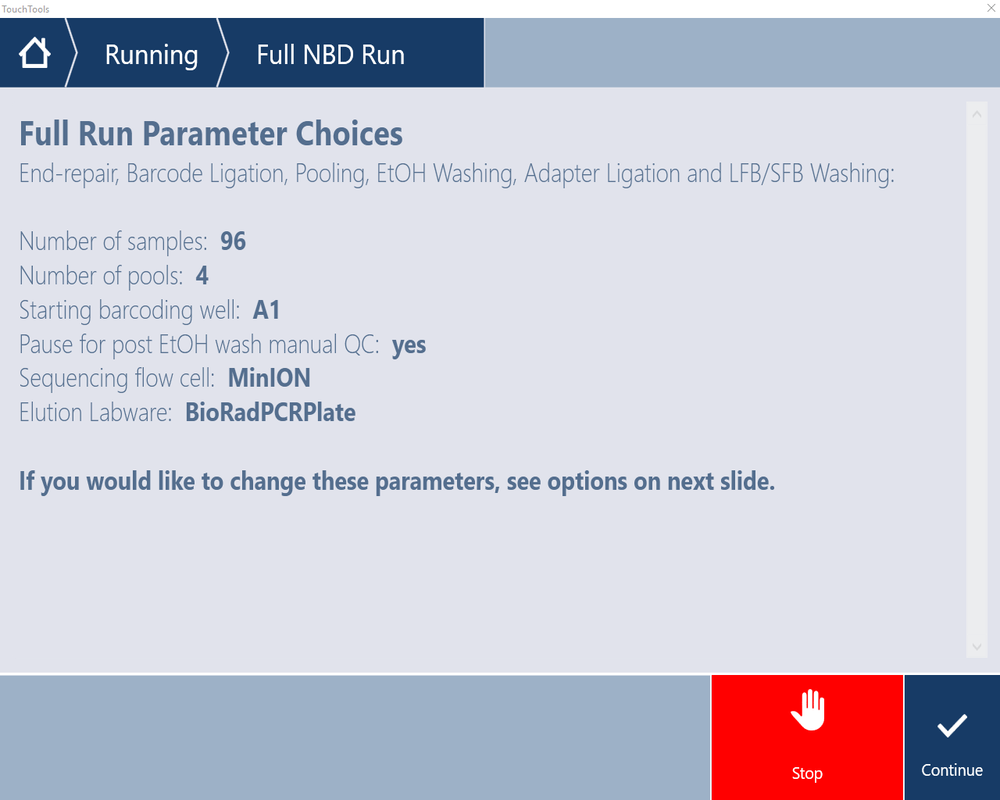 18 A Tecan NBD114 Confirmation parameter choices correct