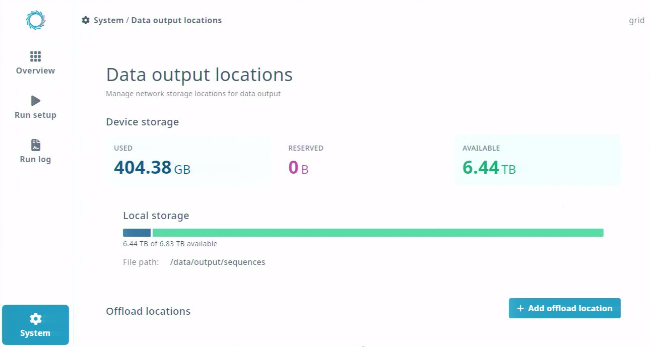 System-data output locations page