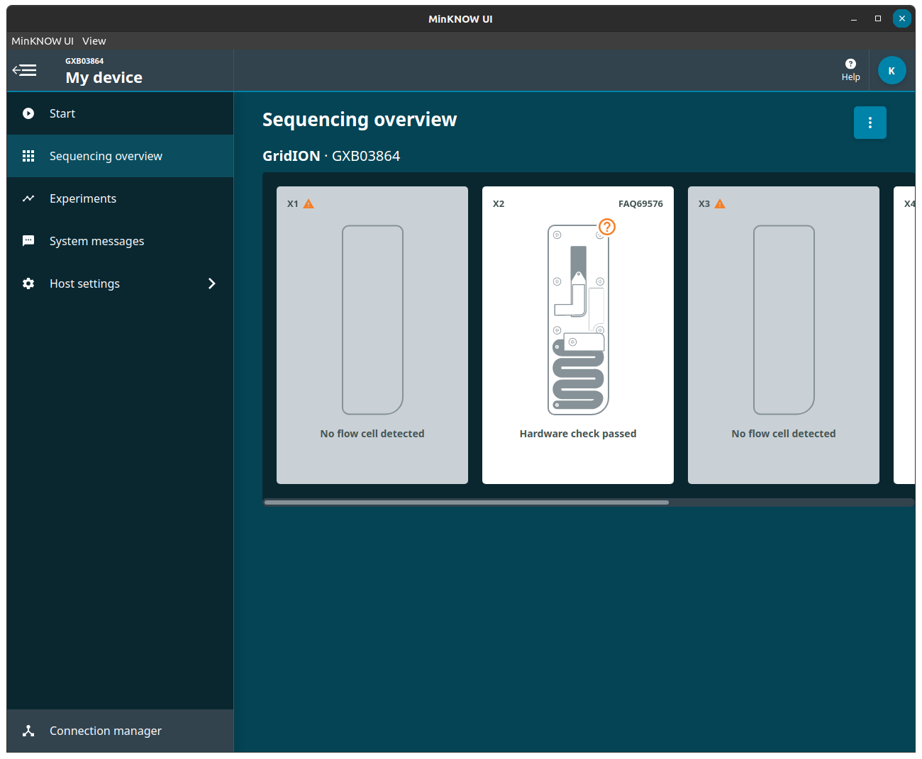 Hardware check passed for MinION Flow Cells
