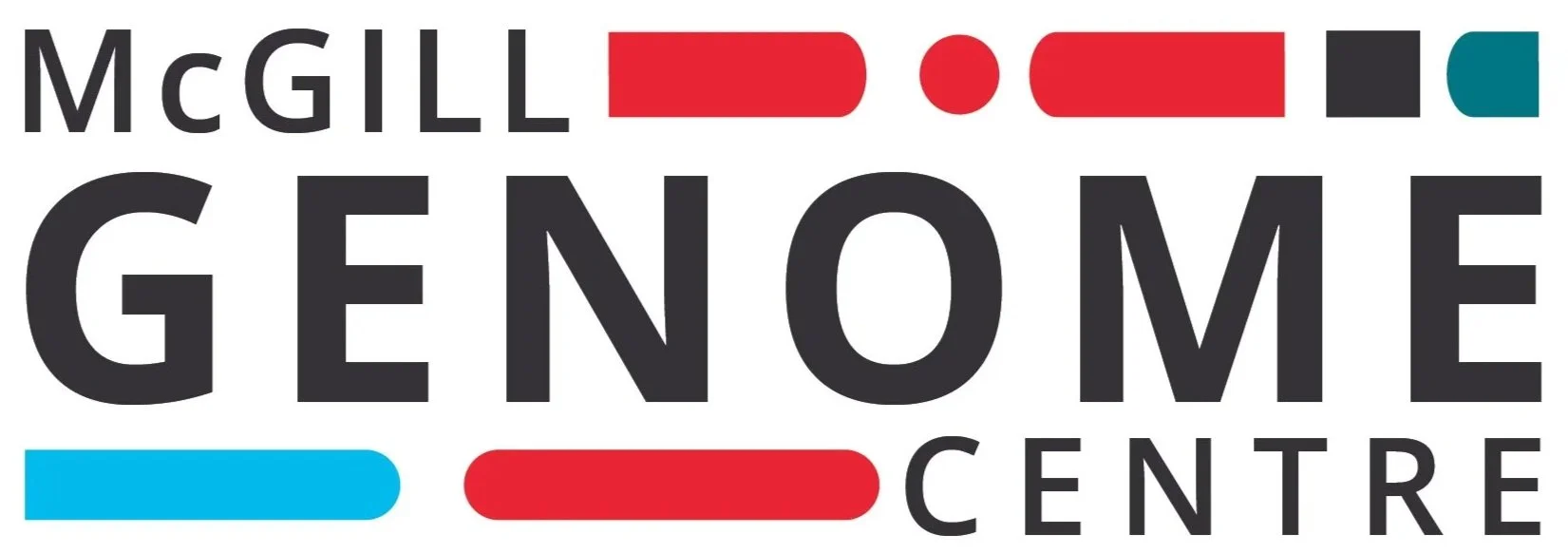 Logo of McGill Genome Centre with bold text and colorful geometric shapes in red, blue, and gray.