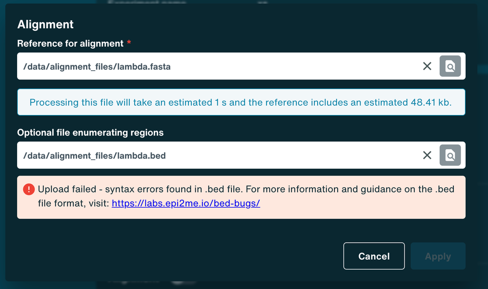 BED file validation error BED file validation error