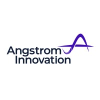 Logo of Angstrom Innovation featuring a stylized purple wave above the company name in dark blue text.
