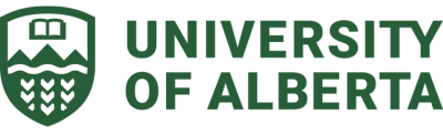Green University of Alberta logo with a shield design featuring a book and wavy lines.