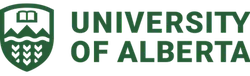 Green University of Alberta logo with a shield design featuring a book and wavy lines.