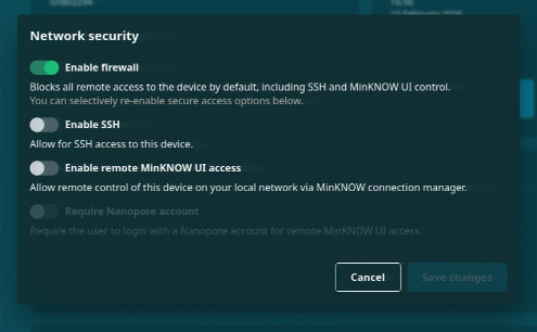 Network security_change settings modal Network security_change settings modal