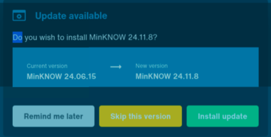 MinKNOW update pop-up