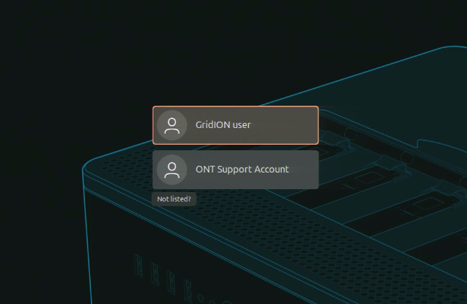 start and log in - select GridION user account
