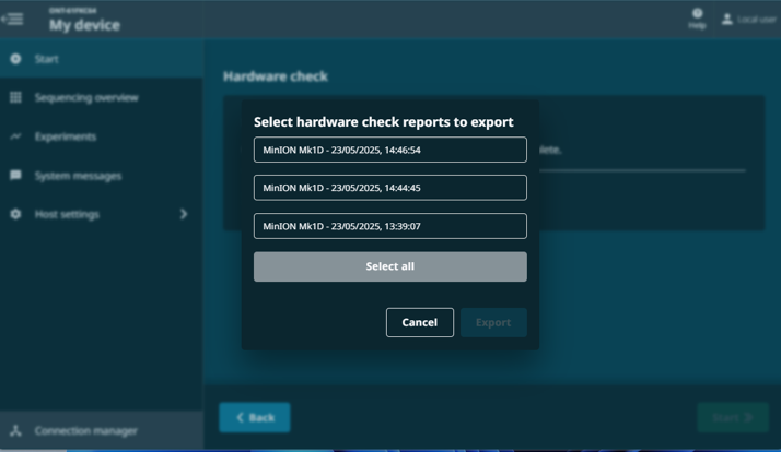 Select hardware check report