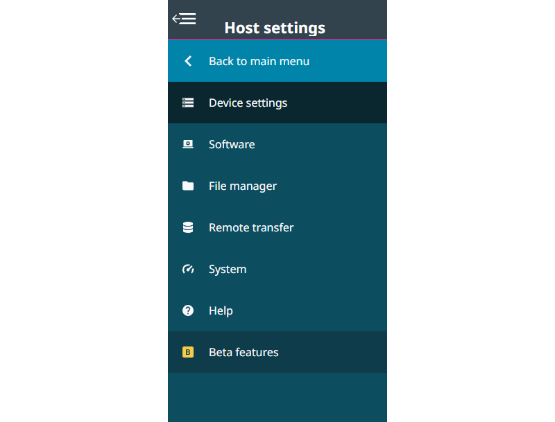 host settings menu_2601 host settings menu_2601