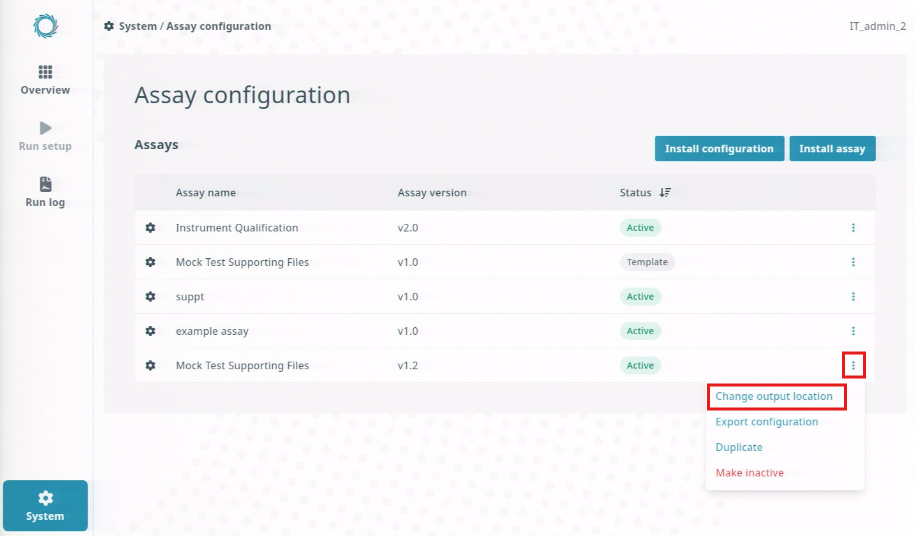 Assay-config_3 dots dropdown menu_Click-Change-output-location