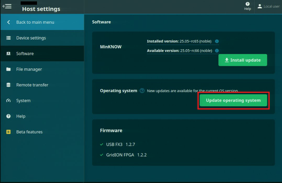 Update operating system btn Update operating system btn