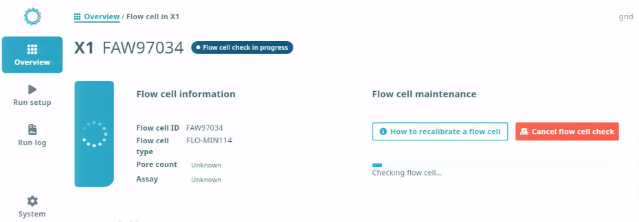 View flow cell - check in progress