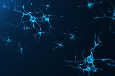 false colour blue neurones