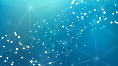 network of white dots on a blue background